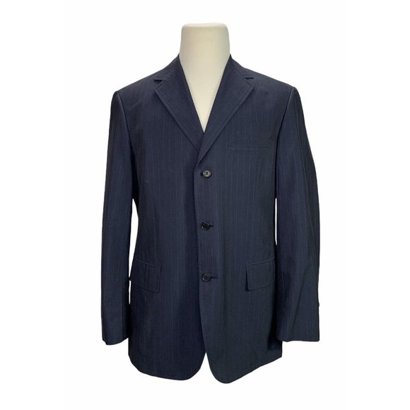 Faconnable Blue Striped Silk Cotton Sport Coat Blazer Jacket Size Large - Picture 1 of 10